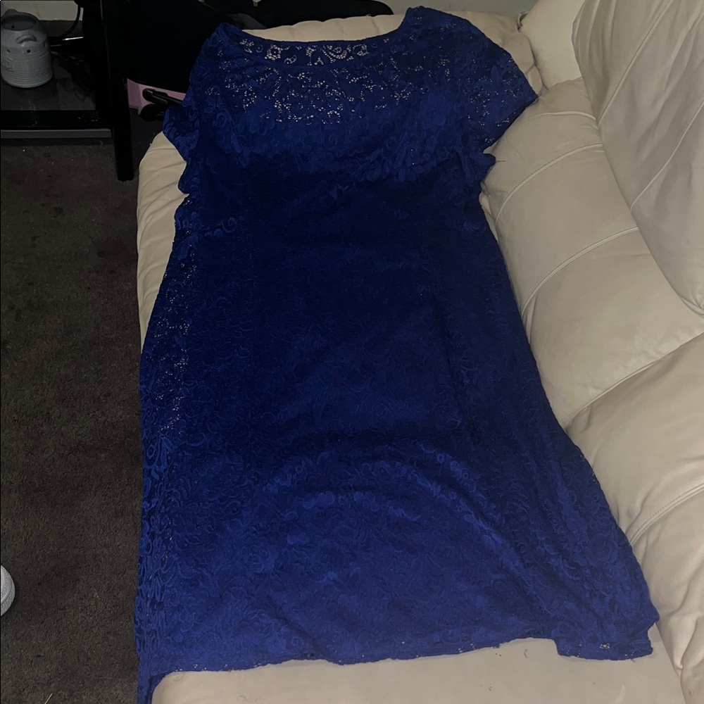 Chic Royal Blue Lace Mini Dress